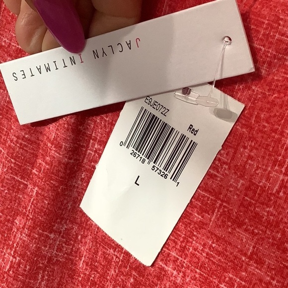 Jaclyn Intimates NEW - Sz L - super soft T-shirt - red / white heathered - Picture 4 of 5